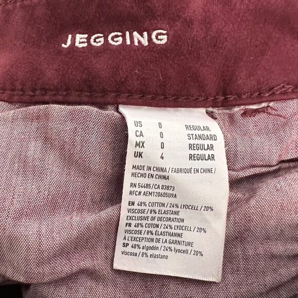 American Eagle Womens Low Rise Stretch Jeggings Wine Size 0 - Picture 9 of 9